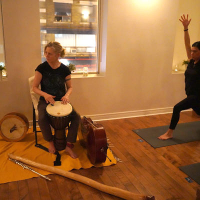 Playing djembe for Buddha On Fire charity yoga class, 2019. We produce this event a few times a year to benefit education for kids in a Nairobi slum.